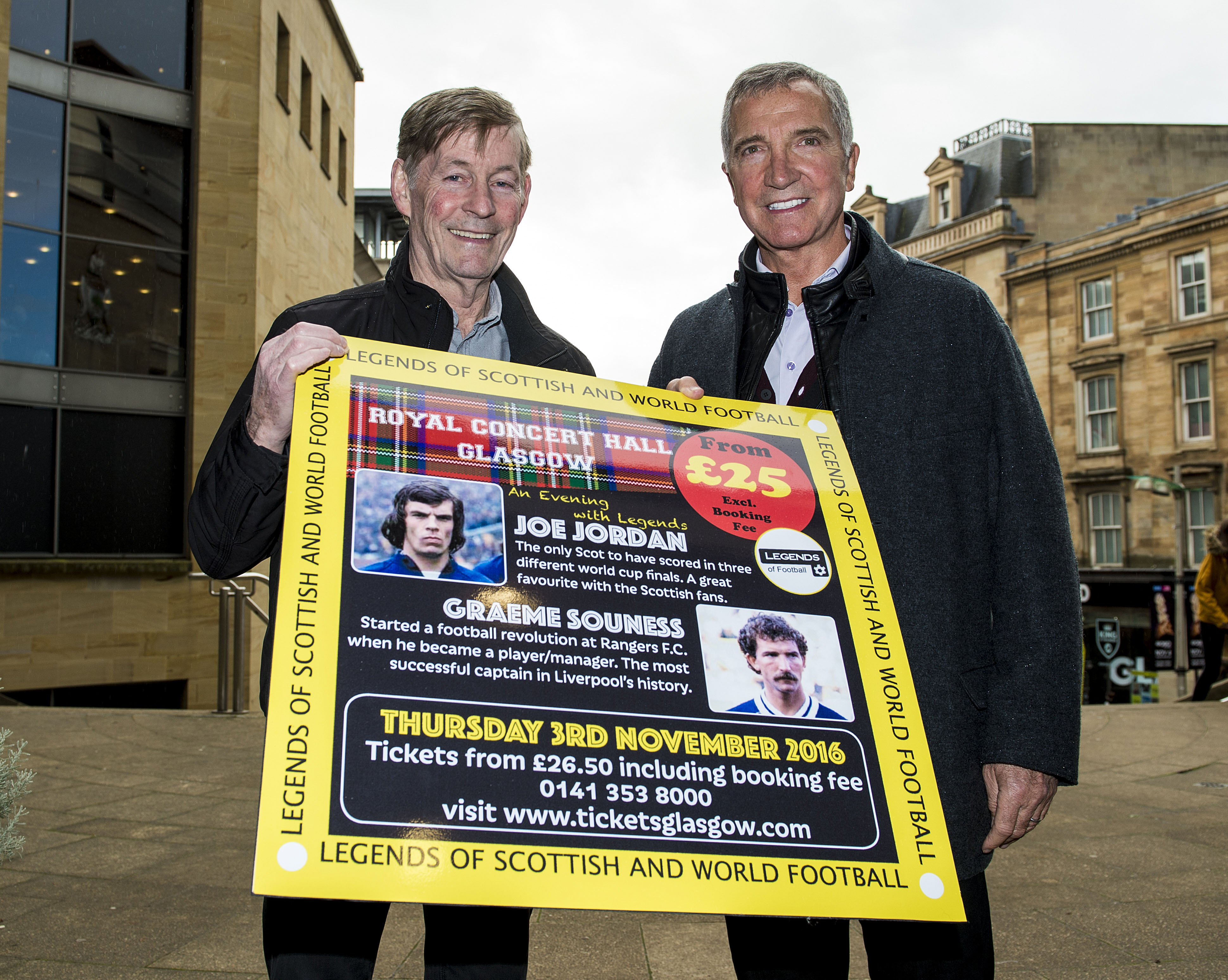 24/10/16 ROYAL CONCERT HALL - GLASGOW Jim McCalliog (left) and Graeme Souness were on hand to promote the inaugural Legends of Football event.