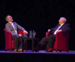 07/01/17 ARMADILLO - GLASGOW Former Celtic and Scotland player Tommy Docherty (right) joins Gerry McCulloch at the Legends of Football event at the Armadillo