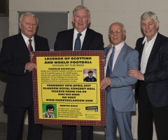 07/01/17 ARMADILLO - GLASGOW Tommy Docherty (left), John Greig (centre) and Willie Henderson helps to promote a Legends of Scottish and World Football event with Charlie Nicholas and Bertie Auld. Organiser Jim McCalliog is pictured here on the right.